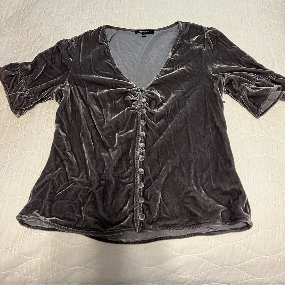 Gray/ Silver velvet madewell top